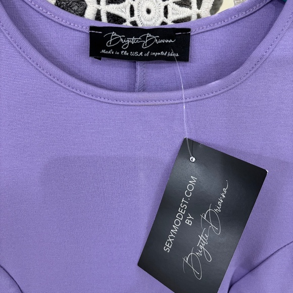 Brigitte Brianna Woman’s  NWT Pleated  Short Sleeve Flare Dress  Purple  Size S - Picture 2 of 6